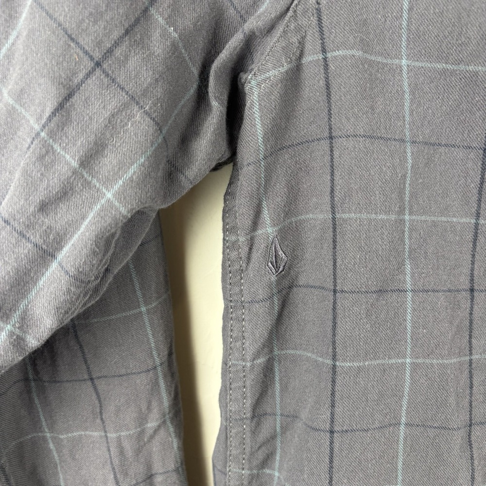Volcom Mens‎ XL Button Up Shirt Slim Fit Gray Cotton Surf Skate Casual Beachwear - Picture 5 of 11